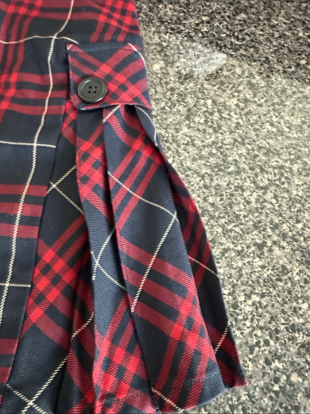 Lands' End Navy and Red Plaid Pleated Mini Skirt altered. - Picture 3 of 11